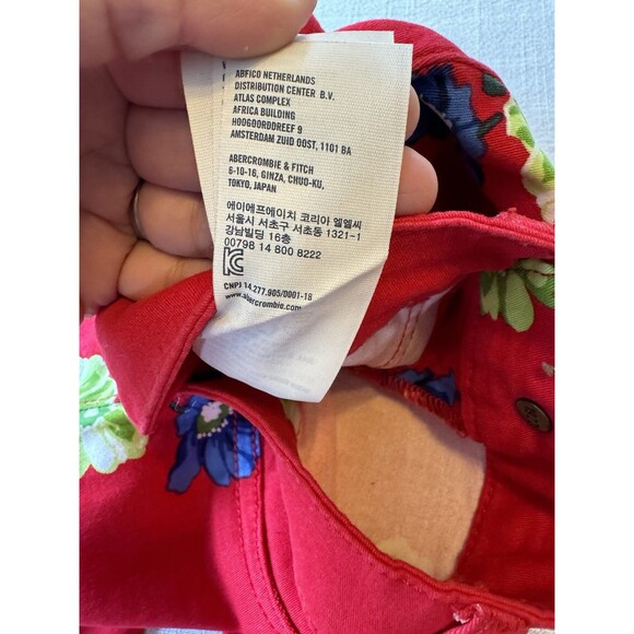 Hollister Juniors Floral Ankle Pants Red Blue Green Size 0 Waist 24 - Picture 4 of 9